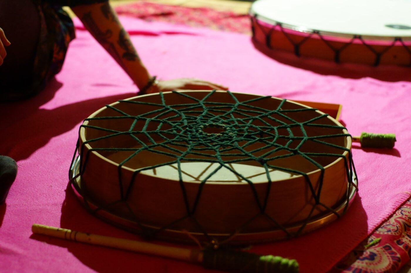 ceremony of the birth of a vegan shamatian drum